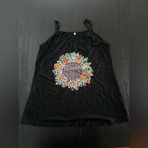 SHEIN Black Camisole with Colorful Sunflower Design (NEW without Tags)